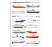 Quire Collections Card Happy Birthday Boats, Blue/Red, 115 x 163mm