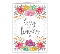 Quire Collections Mac Classic Extra Large Greeting Card - Sorry You're Leaving Design- Beautifully Embossed with Gold and Silver Foil, White|Pink|red|Green, 21 x 30cm