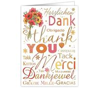 Quire Collections Mac Classic Extra Large Greeting Card - Thank You Design- Beautifully Embossed with Gold and Silver Foil