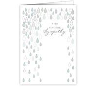 Quire Ivory White Card Sincere Sympathy Rain Drops,White/Blue/Pink,115 x 163mm