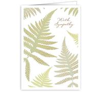 Quire Ivory White Card With Sympathy White Ferns,115 x 163mm