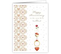 Quire Mac Classic Card Anniversary - Wife,Gold/Red,115 x 163mm