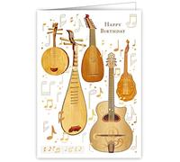 Quire Mac Classic Card Happy Birthday Musical Instruments,Brown/Orange,115 x 163mm