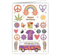 Quire Mac Classic Card Hippie Birthday Peace, Love, And Presents,Multicoloured,115 x 163mm