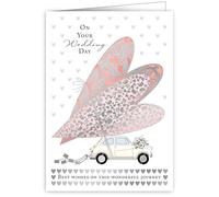 Quire Mac Classic Card Wedding Heart on Car,Multicoloured,115 x 163mm
