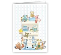 Quire Mini Card Baby Boy Teddies on Drawers