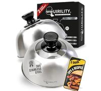 QUIRILITY | 2X Premium Burger Cheese Melting Dome - Stainless Steel Cheese Melting Dome & Burger Dome with Viewing Window - Heat-Resistant Handle - Burger Cloche for Smash Burgers & Smash Burger Kit
