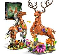 QuirkQuest 2 in 1 Sika Deer & Unicorn Building Blocks Set, 1367 Pcs Animal Building Bricks Kit, Wildlife Jungle Scene Model Toys, Ideas Desktop Decor Gift for Teens Adults 14+