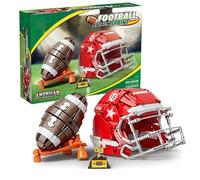 QuirkQuest American Football Building Blocks Set, 1038PCS Helmet & Rugby Football Model with Display Stand, Collectible Stadium Sports Memorabilia Toy, Gifts for Adults & Teen Football Fans