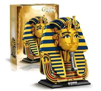 QuirkQuest Ancient Egyptian Pharaoh Mask Building Set Historical Bust Model Kit for Collectors-1603PCS