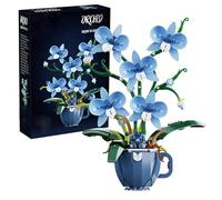 QuirkQuest Blue Orchid Coffee Cup Building Blocks Set, 567PCS Artificial Florid Bricks Models, Botanical Collection Flower Toy Kit, Women Girls Adult Decorations