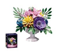 QuirkQuest Flower Bouquets Building Bricks Set, 1081PCS Artificial Flowers - Blocks Kit Decor for Table Display - Botanical Collection Model Toys Gifts for Birthdays - Unique Bouquet for Adults Women