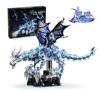 QuirkQuest Ideas Ice Dragon Building Set with Stand, 1646PCS Collectible Animal Dragon Model Bricks Kit, STEM Magical Creatures Toy for Game Fans Home Decor, Ideas Gifts for Teens Adults Boys & Girls