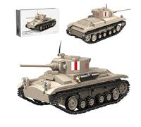 QuirkQuest Infantry Tank MK III Valentine.I Building Blocks Set, 469PCS Military Weapons Vehicle Model Toys, 1:35 WW2 Army Car Building Bricks Kit, Ideas Gifts for Kids Adults