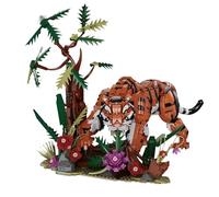 QuirkQuest Jungle Tiger Building Blocks Set, 1650PCS Animal Model with Jungle Scene Tree & Flowers Included Bricks Kit, Ideas Gifts Collectible Construction Toy for Teens& Adults