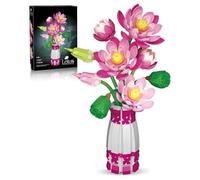 QuirkQuest Lotus Flower Building Set with Vase, Botanical Collection Building Bricks Kit, Flowers Bouquet Model Toys, Ideas Gifts for Women Adults Girls and Home Office Decor(710PCS)
