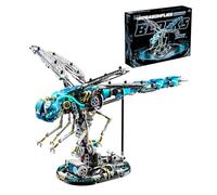 QuirkQuest Mechanical Dragonfly Building Blocks for Adults, Steampunk Insect Animal World Model with Display Stand, Educational STEM Toys Gifts for Teens Home or Office Decor (866PCS)