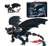 QuirkQuest Night Fury Dragon Building Block Set, 1026 PCS Animals Building Bricks Kit, Cool Dragon Movie Gifts Model Toy, Ideas Gifts for Kit Teenagers Adults