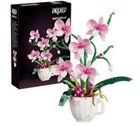 QuirkQuest Orchid Coffee Cup Building Blocks Set, 567PCS Artificial Florid Bricks Models, Botanical Collection Flower Toy Kit, Women Girls Adult Decorations