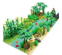 QuirkQuest Rainforest Jungle Trees Building Blocks Set, Forest Garden Plants Flowers Bushes Animals Bricks Kit, Botanical Parts Scenery Toys, Ideas Gifts for Kids Adults