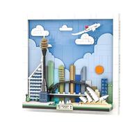 QuirkQuest Sydney City Postcard Building Set, 707PCS World Famous Architectural Model Toys, Wall Art Crafts Ideas Bricks Kit, Painting Frame for Room Decor, Gifts for Kids and Adults