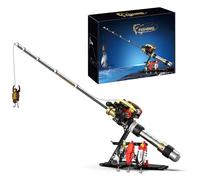 QuirkQuest Techick Fishing Rod Building Set - 425PCS Hand-cranked Mechanical Retractable Fishing Reel & Hook Bricks Kit, Angling Tackle Construction Toy for Adults Teens, for Fish & Hobby Enthusiasts