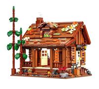 QuirkQuest Wood Cabin Building Blocks Set, 1969PCS Autumn House Building Bricks Toys, Cabin Construction Kits,Stem Forest Treehouse Model Toys, Birthday Ideas Gifts for for Adults Kids