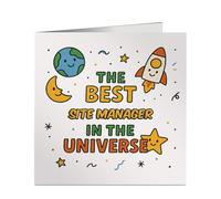 Quirky Best Universe Site Manager Greeting Card - for Boss or Team Member - Birthday, Leaving, Thank You - Custom Job Role Text - UK Printed