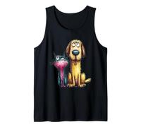 Quirky Cat Dog Friends Sketchy Animal Art Tank Top