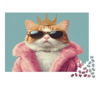Quirky Cat Royalty Paper Jigsaw 1000 Pieces for Adults Puzzle Brain Training Crowned Cat Puzzle Game Home Decor 70x50cm/1000pcs