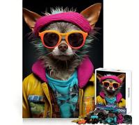 Quirky Dressed Chihuahua Jigsaw Puzzle 1000 Piece for Adults Mind Game Toy Peaceful Fun Neat Cut Art Collection Piece (50x75cm)