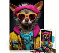 Quirky Dressed Chihuahua Jigsaw Puzzles for Teenagers 1000 Piece Recall Upgrade Calm Relax Clear Cut Art Collection Piece (38x52cm)