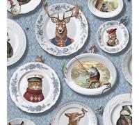 Holden Decor Wallpaper – Quirky Framed Animals Vintage Tea Party – Soft Blue 13941