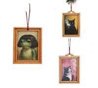 Quirky Framed Christmas Tree Ornaments: Uniquely Shaped Christmas Tree Ornaments, Vintage Decorations, Imaginative Artistic Style, Fun Little Trinkets, Unique Gifts For Friends And Family. (E)