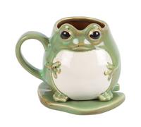 Quirky Frog-shaped Mug and Lily Pad Coaster Set