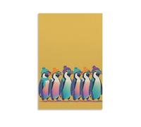 Quirky Gradient Color Penguin Group Poster Canvas Print Art Contemporary Whimsical Art Print Home Decor for Apartment Kitchen Office