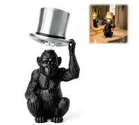Quirky Monkey Lamp with Top Hat, Novelty Glowing Monkey Table Light, Ambient Accent Lamp for Bedroom Living Room Study, Gold & Black (Black)