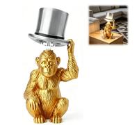 Quirky Monkey Lamp with Top Hat, Novelty Glowing Monkey Table Light, Ambient Accent Lamp for Bedroom Living Room Study, Gold & Black (Gold)
