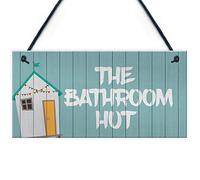 RED OCEAN Quirky Nautical Bathroom Sign THE BATHROOM HUT Beach Theme Toilet Sign
