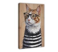 Quirky Orange Tabby Cat Portrait Poster Canvas Poster Wall Art Decor Print Picture Paintings for Living Room Bedroom Decoration 16x24inch(40x60cm)