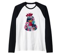 Quirky Patchwork Chicken Farmhouse Vibe Raglan Baseball Tee