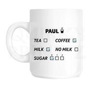 Quirky Printz Novelty Paul Coffee, Milk & No Sugar Funny Gift Slogan Mug SK276