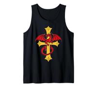 Quirky Red Dragon and Medieval Cross Tank Top