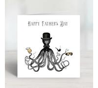 Quirky Steampunk Hat Wearing Octopus Fathers Day Card