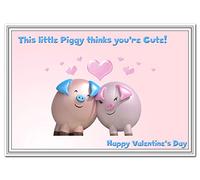 Quirky Valentines Cards - Alternative Valentine Unusual Love Funny - Cool Design (Pig Valentine Card)