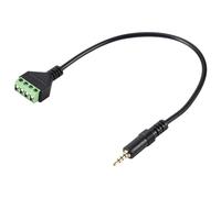 QuirkyLiving 3.5mm Screw Terminal Adapter Speaker Cable 4-Core Stereo TRRS Male Hole to AV 4 Screw Terminal Balun Connector Cable