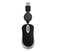 QuirkyLiving Mini USB Wired Mouse Retractable Cable Tiny Small Mouse 1600 DPI Optical Compact Travel Mice for 98 2000 XP Vista Ve (Black)