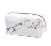 QuirkyLiving White Marble PU Stationery Pencil Case Pouch Makeup Bag with Gold Zip for Girls Woman's Teenagers