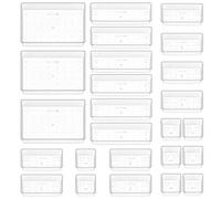 Quirlig Drawer Organiser 25 Pieces, 4 Sizes, Transparent Containers | Drawers are always in order. Ideal for cosmetics, jewelry and small items, everything is easy to organize and find