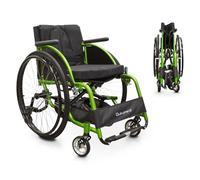 QUIRUMED Sports Wheelchair, Folding Aluminium, Padded Seat, Seat Belt, Quick Release, Manual Brake, Slide Pocket, 74 x 57 x 84 cm